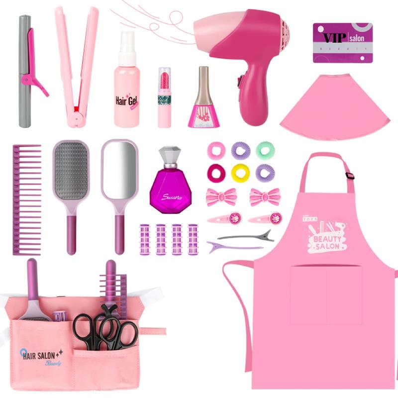 Beauty Salon Set Pretend Play Stylist Hair Cutting Kit Toys