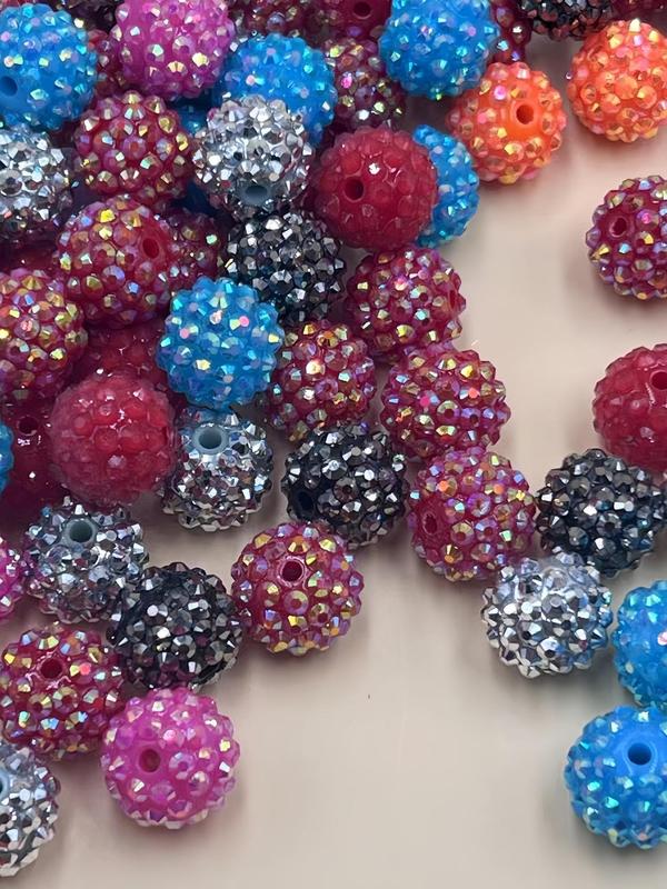 Random Color Resin Rhinestone Beads, Fashionable Beads for DIY Necklace Bracelet Keychain Making, DIY Jewelry Making Accessories