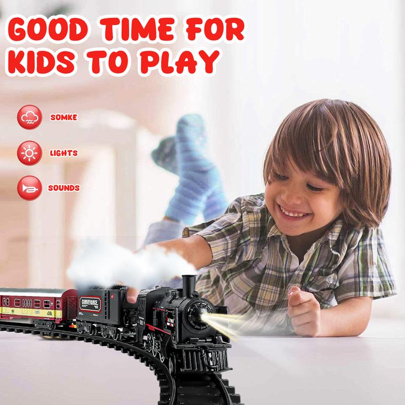 Christmas Train Set with Remote Control, Smoke, Lights and Sound for Kids - Ideal Christmas Toys Gift