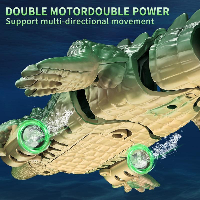 Christmas GiftRemote Control Crocodile, High Simulation Scale Prank Alligator with Glowing Eyes,for Pool Bathroom RC Boat for  Birthday Halloween Christmas Toys