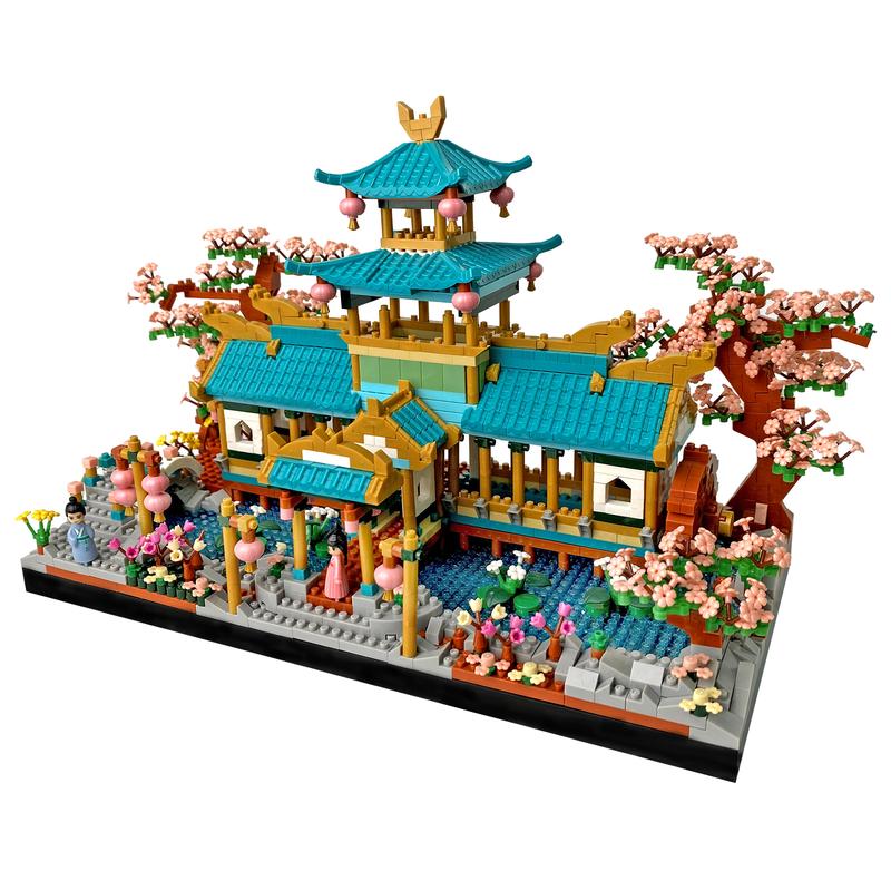 Flor de bloque de construcción Chinese Architecture Sakura Micro Courtyard Block Building Set 2350pcs Brick Set Building Set perfect christmas