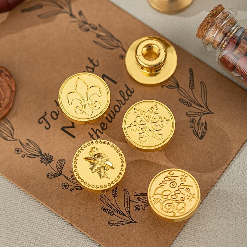 Vintage Various Pattern Design Seal Stamp Head, 1 Count Exquisite Alloy Seal Stamp Head, DIY Decorative Stamp for Scrapbooking & Journal Making