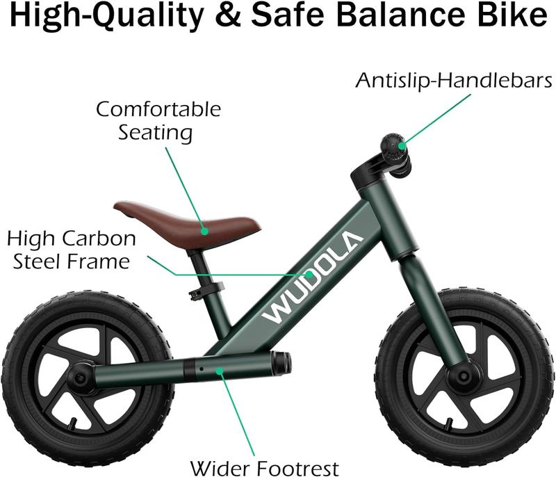 Green Toddler Balance Bike – No Pedal, Tool-Free Assembly, Adjustable Seat, for Boys & Girls Ages 2-5