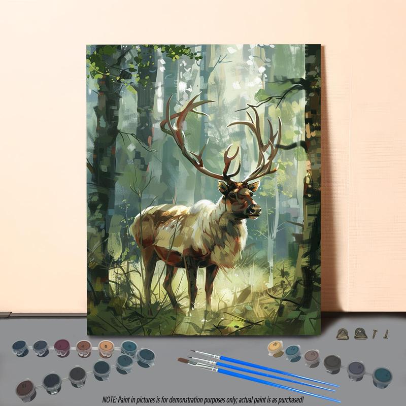 DIY Painting By Numbers Kit, Forest Deer Pattern DIY Oil Painting without Frame, Wall Art Decor for Home Living Room Bedroom