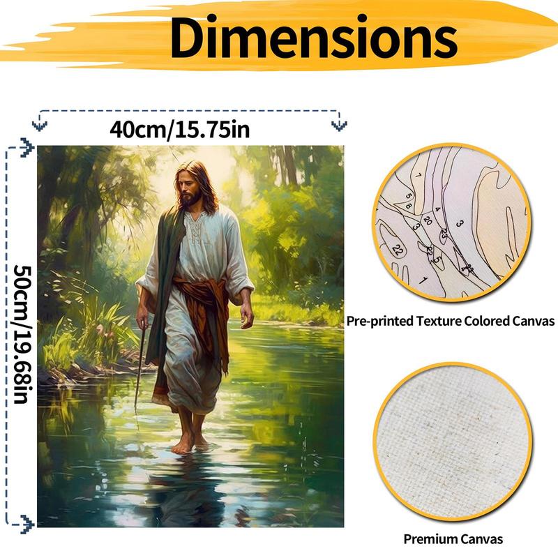 Jesus Pattern DIY Painting by Numbers Kit without Frame, 1 Set DIY Paint by Numbers Kit for Beginner, Wall Art Decor for Home Living Room Bedroom