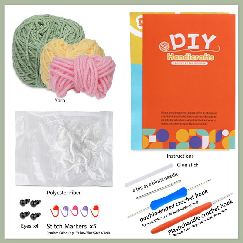 Dinosaur Shaped Crochet Starter Kit, Crochet Initiation Kit with Step-by-step Video, DIY Craft Art Kit for Beginners