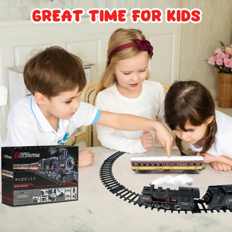 Christmas Train Set with Remote Control, Smoke, Lights and Sound for Kids - Ideal Christmas Toys Gift