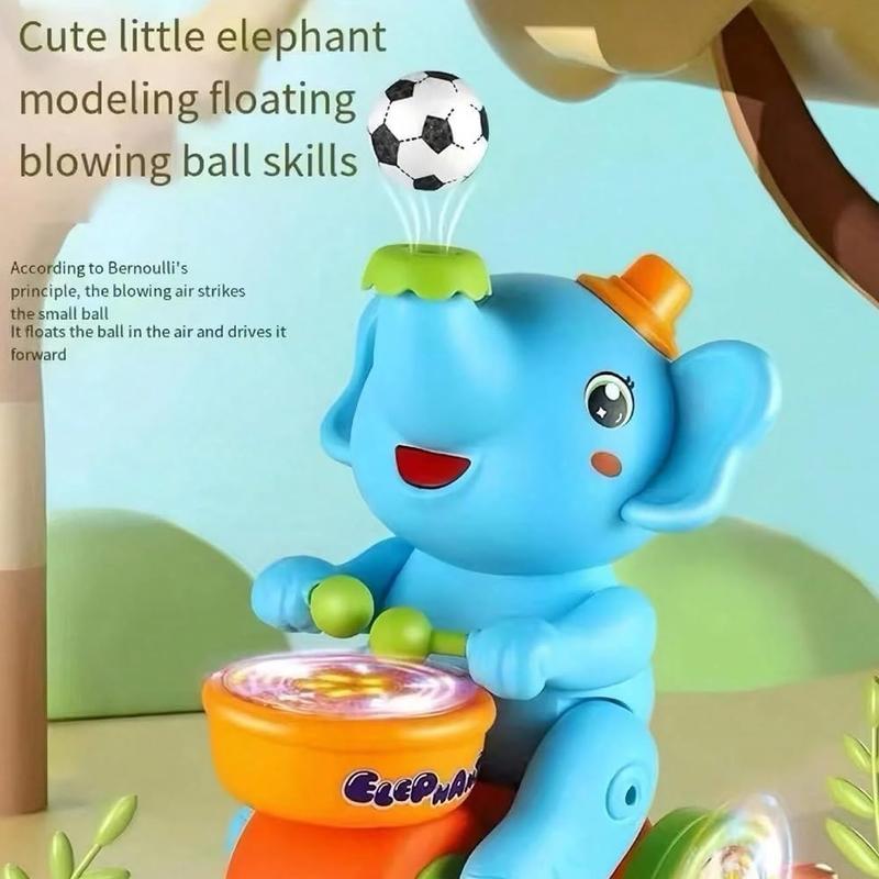 Musical Walking Elephant Drummer Toy, Drumming Elephant Blowing Ball Walking Car Toys  with Light & Sound Musical Walking Car Toys(Random Color)