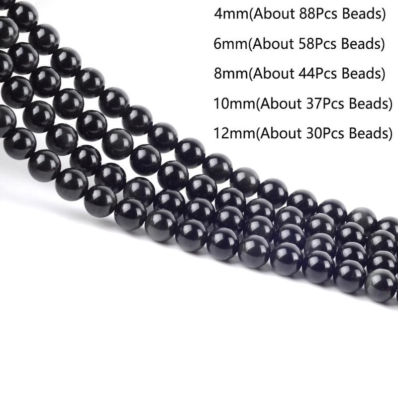 Natural Obsidian Bead, 1 Set Natural Stone Round Beads, DIY Jewelry Making Supplies For Bracelets Necklace Earrings