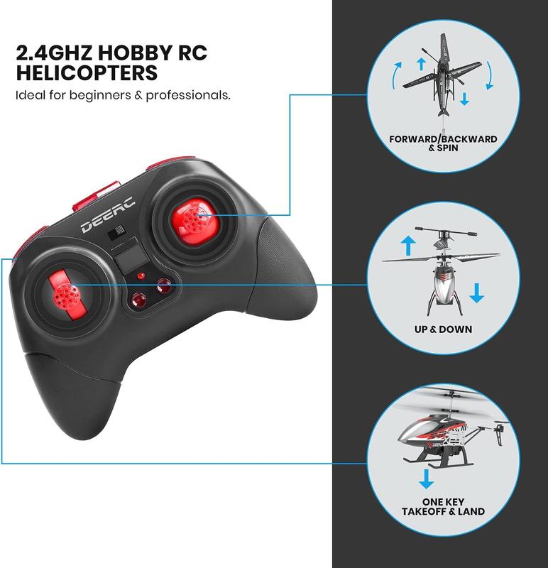 DEERC DE52 Remote Control Helicopter,Altitude Hold RC Helicopters with Storage Case Extra Shell,2.4GHz Aircraft Indoor Flying Toy with High&Low Speed Mode,2 Modular Battery for 24 Min Play rc flying