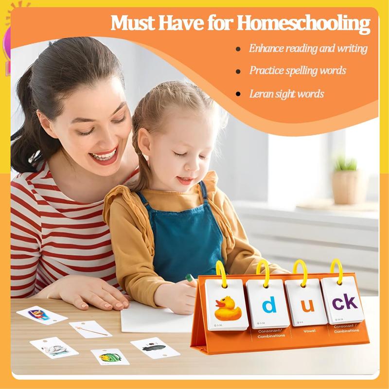 Phonics Flash Cards Learn to Read CVC Word Builder Games, Sight Words Games for Kindergarten Classroom Supplies, Preschool Phonics Learning Activity