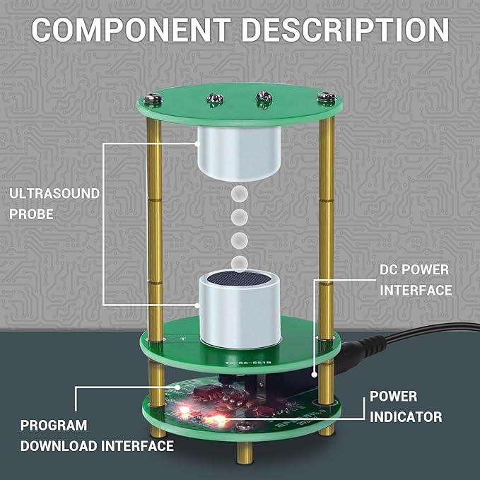 DIY Levitation Electronic Kit Ultrasonic Suspension Standing Wave Controller DIY Soldering Learning Kit, Ultrasonic Levitator for Back to School Scientific Teaching Experiment