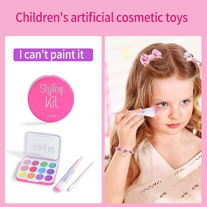 2024 New Makeup Kit for Toddlers Girls,Play Makeup Styling Set gift for Kids 3-12,Perfect Birthday Gift for Little Girls