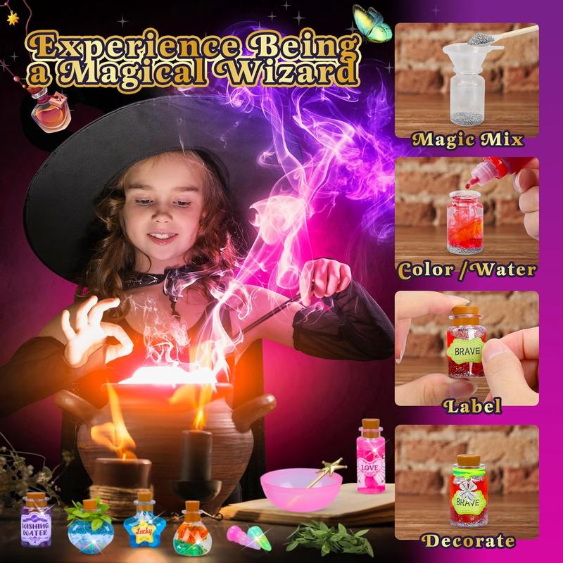 Christmas Gift Magic Fairy Potion Kits for Kids - DIY 26 Larger Bottles Witches' Magical Color Changing Potions Art Craft Kit, Fairy Decorations Creative Magic Kit Christmas Halloween Toys for Girls SCIENCE AND TECHNOLOGY TOY