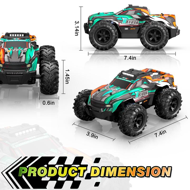 BLUEJAY Remote Control Car, 1:16 All Terrain High Speed RC Cars Truck, Rechargeable Monster RCT with Colorful LED Lights & Spray, RC Cars Toys Gifts.