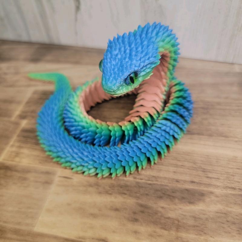 3D Printed Viper Snake- Articulated 3D Print - Toy Figurines - Authorized Seller - 3D Printed Collectibles