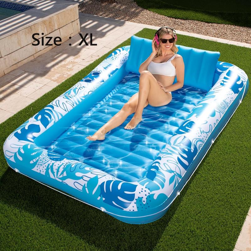  Sloosh-L XL Inflatable Tanning Pool Lounge Float With Cup Holder, 70