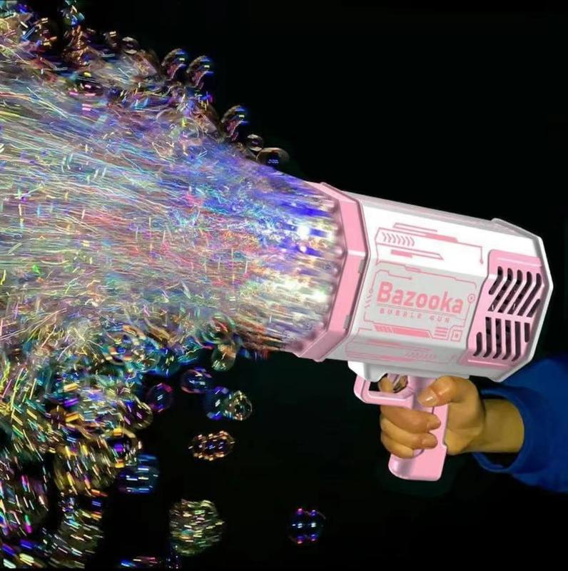 Bubble Machine Gun with 69 Holes and Colorful Lights Bubble Maker Machine bubblegun