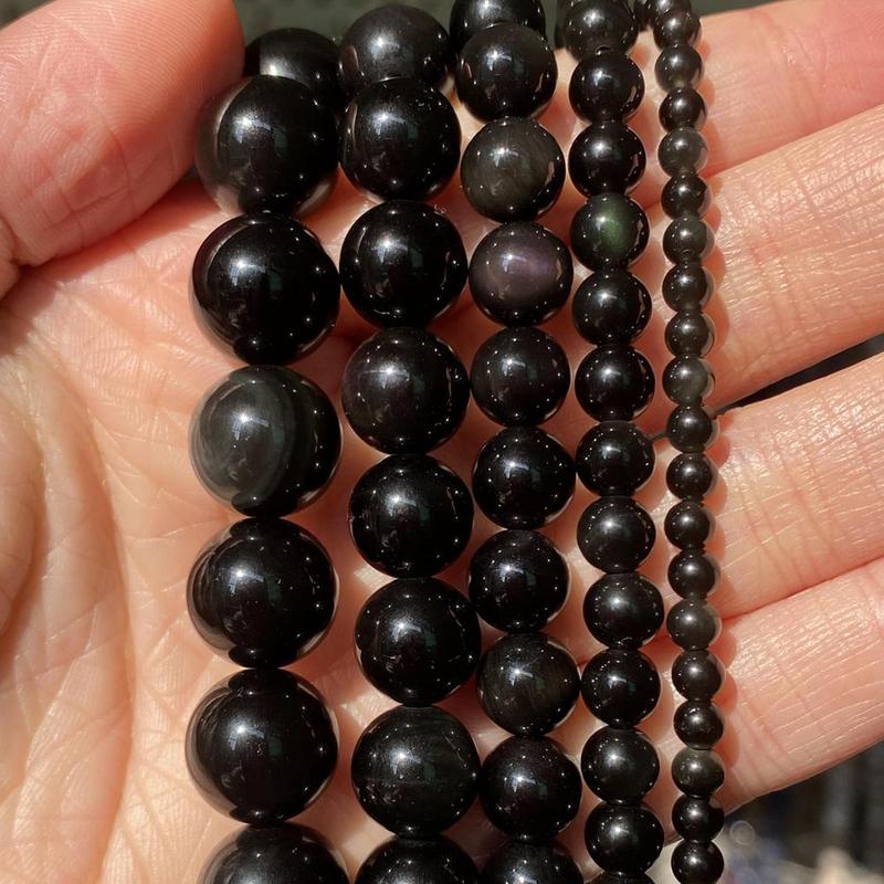 Natural Obsidian Bead, 1 Set Natural Stone Round Beads, DIY Jewelry Making Supplies For Bracelets Necklace Earrings