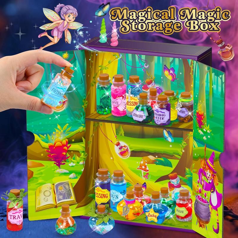 Christmas Gift Magic Fairy Potion Kits for Kids - DIY 26 Larger Bottles Witches' Magical Color Changing Potions Art Craft Kit, Fairy Decorations Creative Magic Kit Christmas Halloween Toys for Girls SCIENCE AND TECHNOLOGY TOY