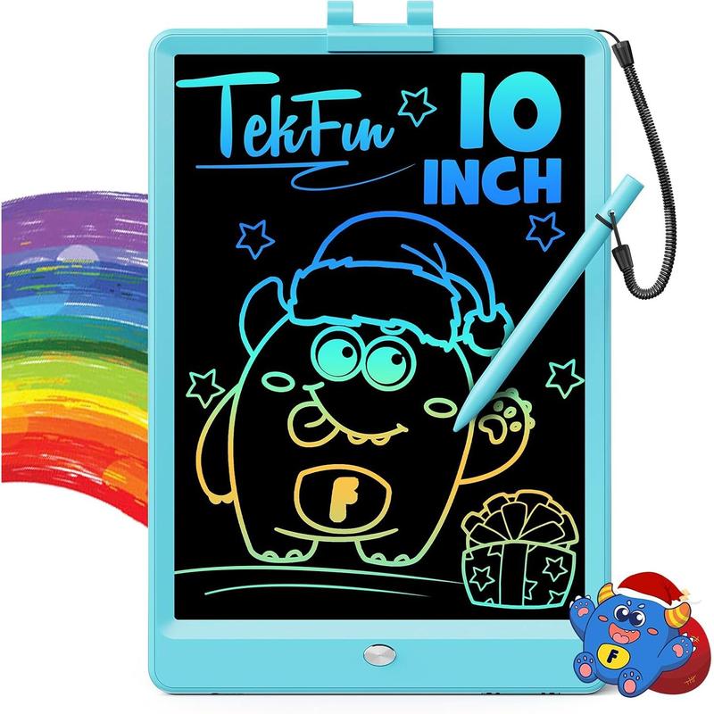 TEKFUN LCD Writing Tablet Doodle Board, 10inch Colorful Drawing Tablet Writing Pad, Kids Travel Essentials, Toddler Toys for 3 4 5 6 7 8 Year Old Girls Boys (Blue)