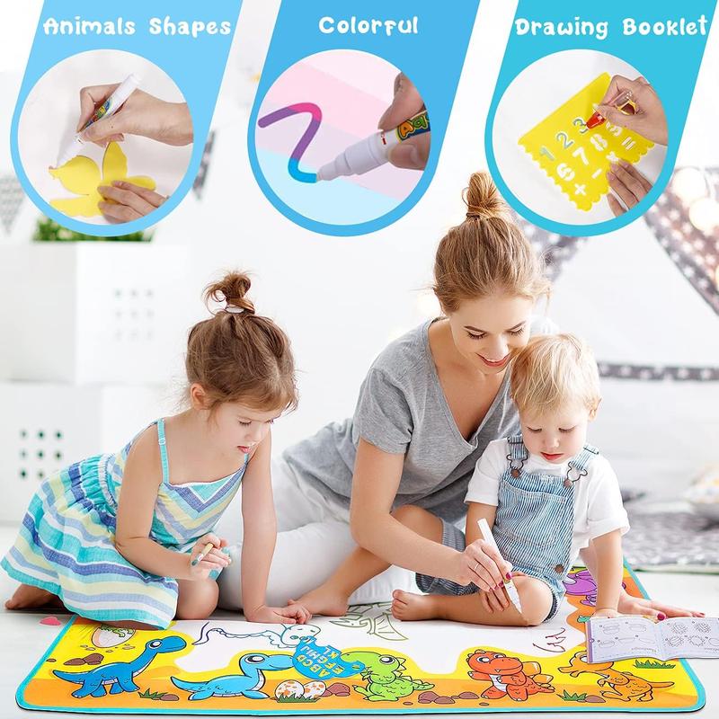 FREE TO FLY Dinosaur Painting Coloring Pad for Family - Large Size Water Drawing Mat for Family 3+ Years Old