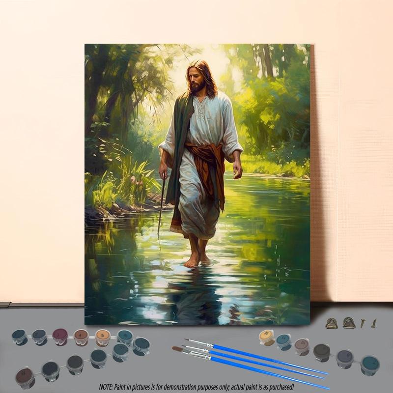 Jesus Pattern DIY Painting by Numbers Kit without Frame, 1 Set DIY Paint by Numbers Kit for Beginner, Wall Art Decor for Home Living Room Bedroom