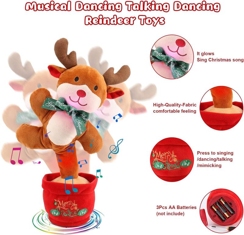 Christmas Dancing Toy Talking Singing Plush Toy boys and girls Plush Repeating Toy Imitating Interactive Toys