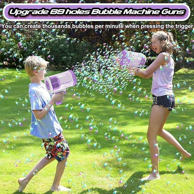 Bubble Machine,69 Hole Bubble Machine With Colored Bubbles,2024 New Rocket Bubble Machine,Bubble Maker  Toys Wedding Outdoor Indoor Birthday Party Favors Gift bubbly  blaster