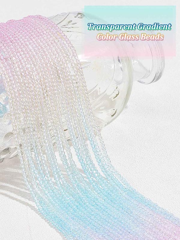 Transparent Color Glass Beads Strands, Ombre Color Beads Kit, DIY Jewelry Making Supplies for Bracelet Necklace Earrings Making