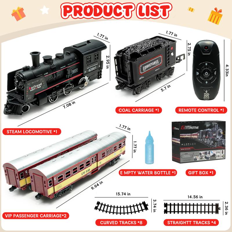 Christmas Train Set with Remote Control, Smoke, Lights and Sound for Kids - Ideal Christmas Toys Gift