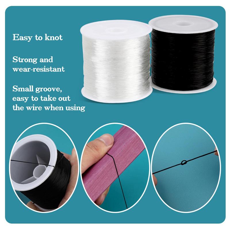 Elastic Thread Set, 1 Set Including 2 Rolls Thread & 2 Bead String Needles & 1 Random Color Needle Bottle & 1 Instruction Manual, DIY Jewelry Making Supplies