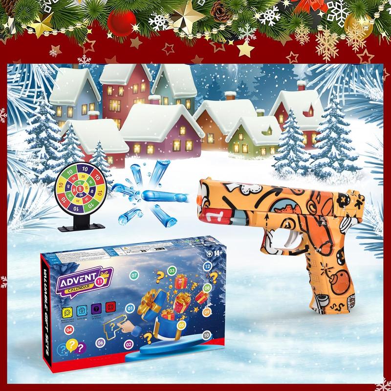 CHRISTMAS SALE 51% 2024 Advent Calendar 2 Packs Gel Gun Blaster, Splat Orby Manual Gun with Christmas 24 Days Count-Downs Targets