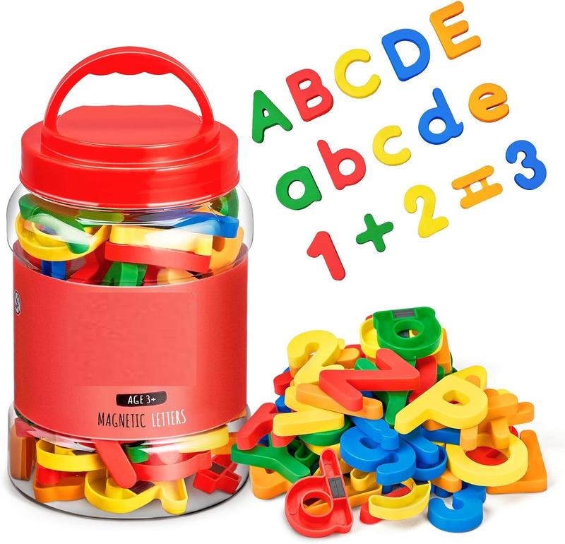 78PCS Magnetic Letters Numbers Alphabet Fridge Magnets ABC 123 Preschool Educational Learning Plastic Colorful Toy Set Uppercase Lowercase Math Symbols for Toddlers Kids