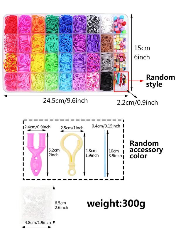 Random Style Rainbow Color Loom Bands Kit, Cute Cartoon Animal & Fruit & Snowflake Charm, Rubber Bands for Bracelet Making Kit, Creativity Birthday Gift Ideal