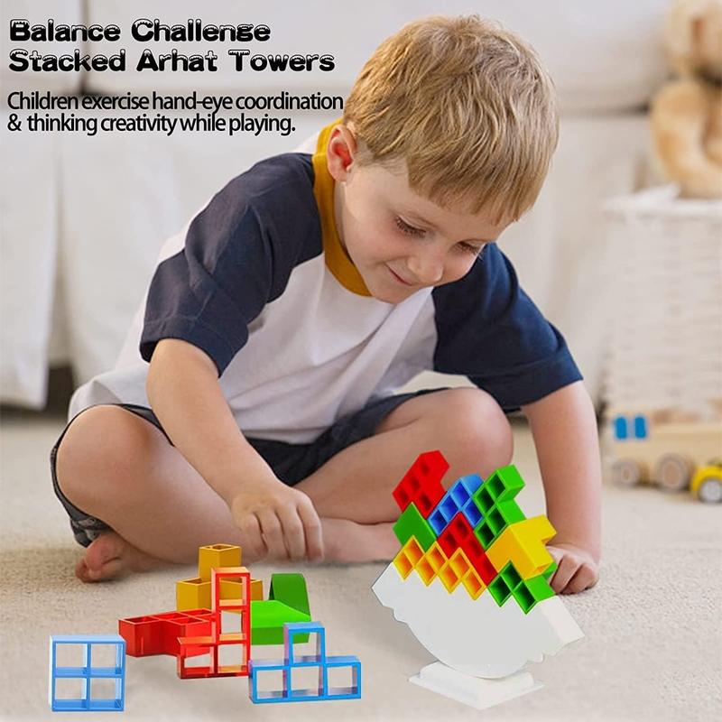 48 Pcs Tetris Tower Balance Stacking Blocks Game, Board Games for 2 Players+ Family Games, Parties, Travel, Kids & Adults Team Building Blocks Toy