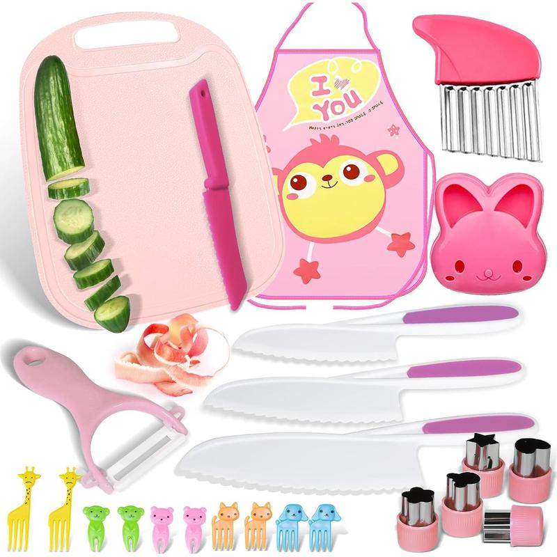 Kids kitchen utensils, kids kitchen set including serrated edge plastic, kids kitchen set with cutting board, toys gifts for boys and girls