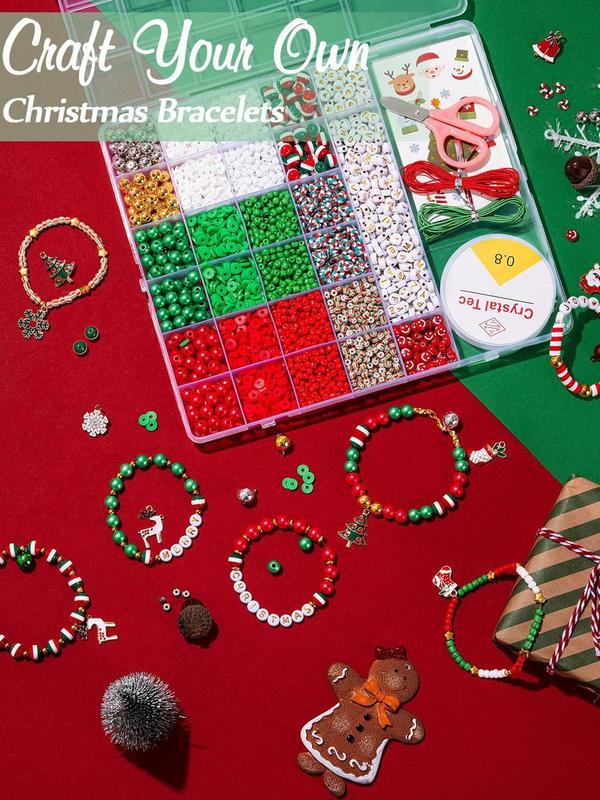 Christmas Themed Beaded Making Kit, DIY Jewelry Making Supplies for Bracelet Necklace Earrings, Fashion Accessories for Women & Girls