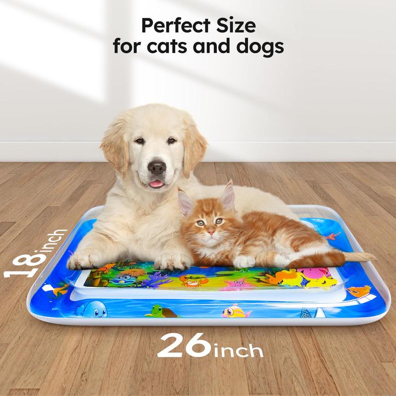 Sensor Water Playmat,Cat Toy,Kids Water Play Mat,Cat Play Mat,Cooling mat for Dogs,Water Sensory Pad Water Play,Water Sensory Playmat with Fish for Pet Play,Feel Cool Comfort