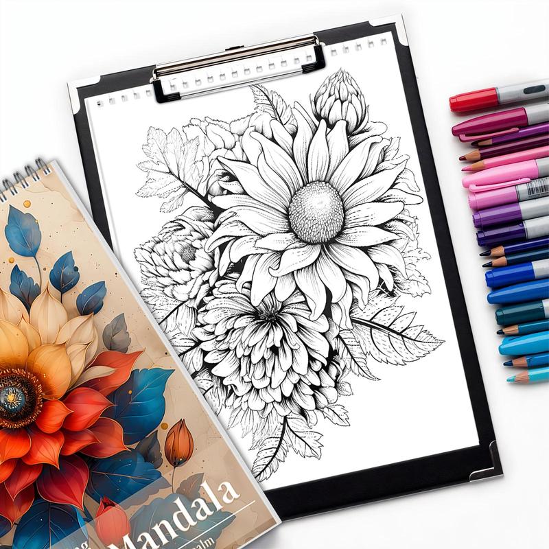 Flower Mandala Theme Coloring Painting, Flower Blooming Form, Beautiful Pattern, Christmas, Valentine's Day and Other Holiday Party Gifts