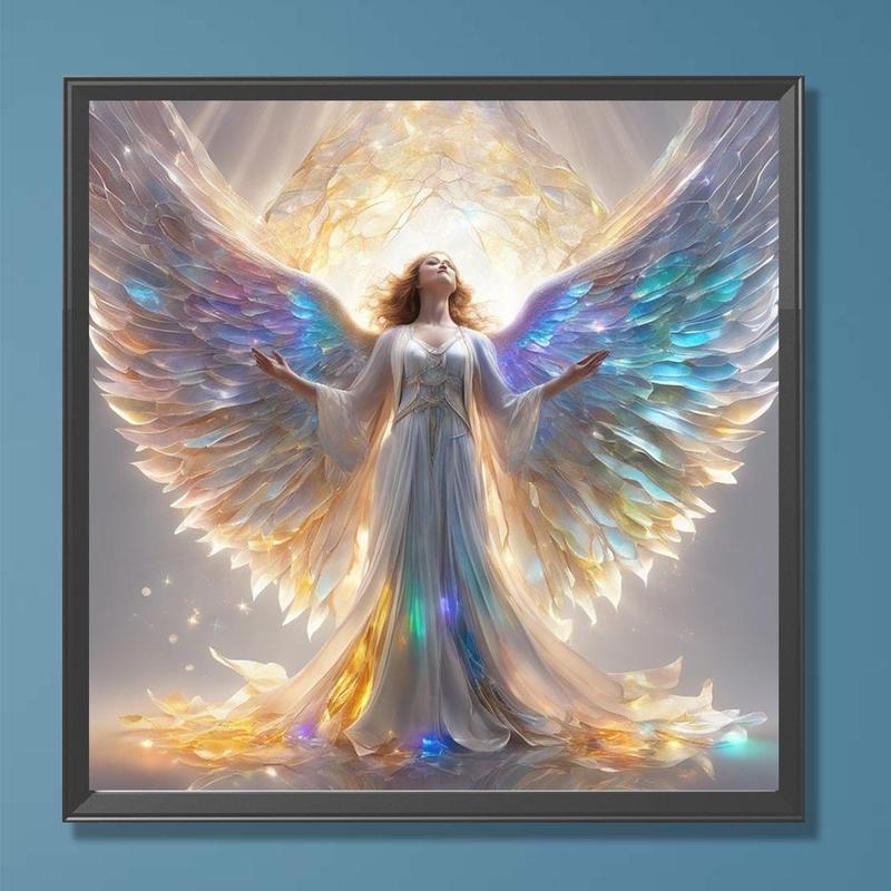 Angel Pattern DIY Diamond Arts Colorful Painting Without Frame, DIY 5D Diamond Arts Colorful Painting Kit, Wall Art Decor for Home Living Room Bedroom