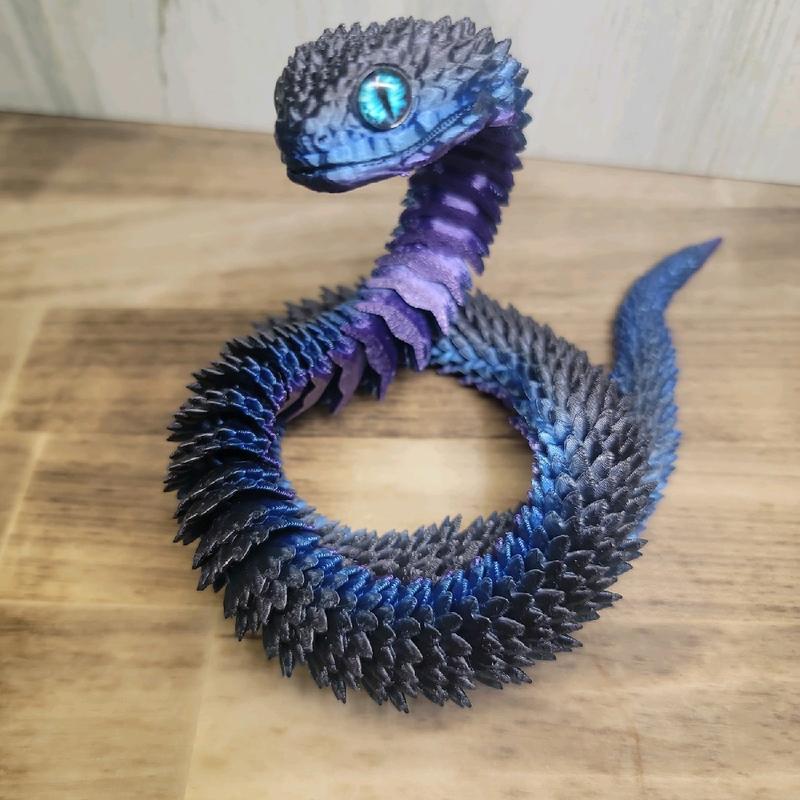 3D Printed Viper Snake- Articulated 3D Print - Toy Figurines - Authorized Seller - 3D Printed Collectibles