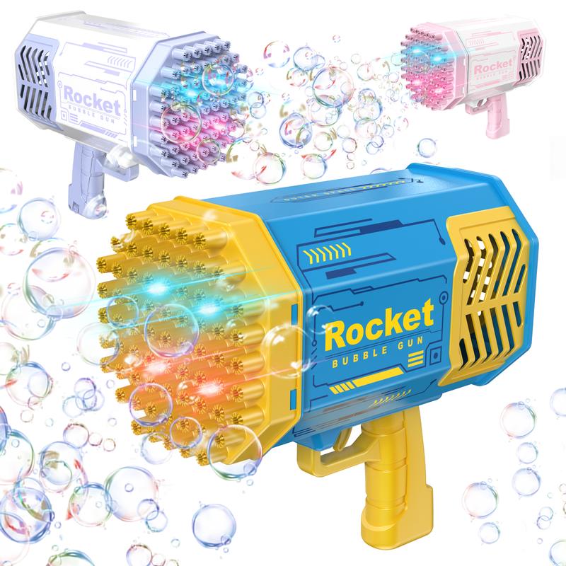 Bubble Machine Gun with 69 Holes and Colorful Lights Bubble Maker Machine bubblegun