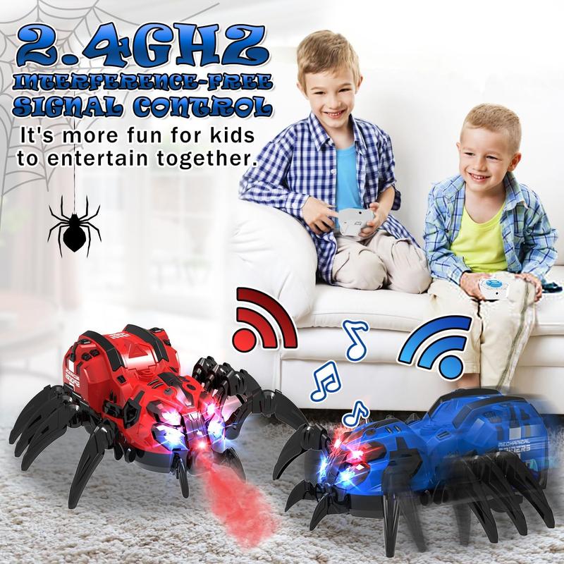 Remote Control Spider Toy, Robot Spider with 2.4 GHz Remote Controller, RC Spider Robot with Spray Lights Music, Realistic Spider Gift for Kids Boys, Halloween, Christmas, Holiday Toys for Party Prank