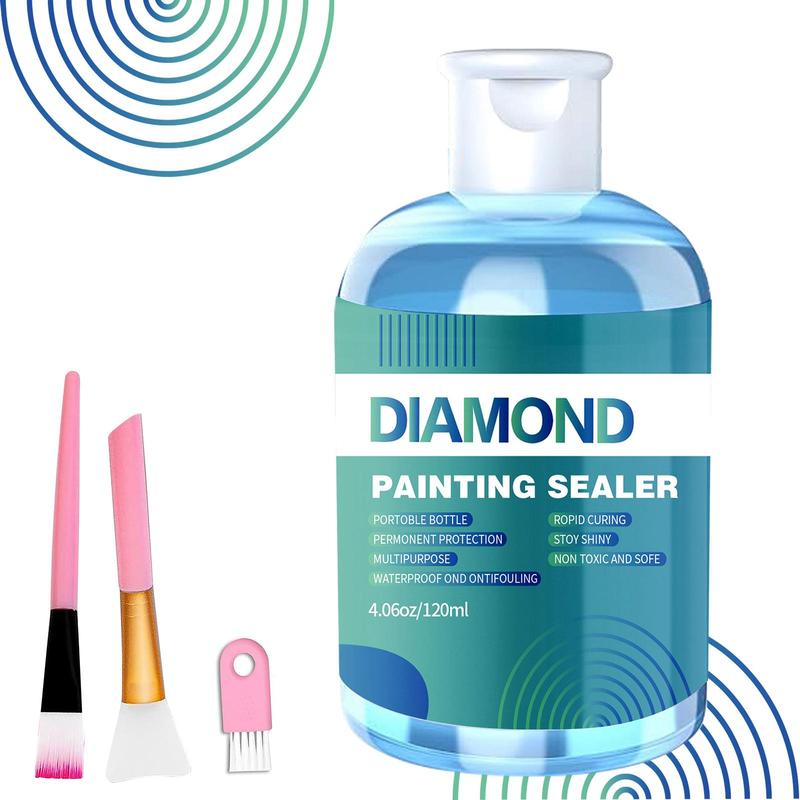 Paint in Diamond Sealer Kit, 120 240ml Paint in Diamond Sealers with 3 Brushes, Painting Sealers for Adults, DIY Paint in Diamond Accessories