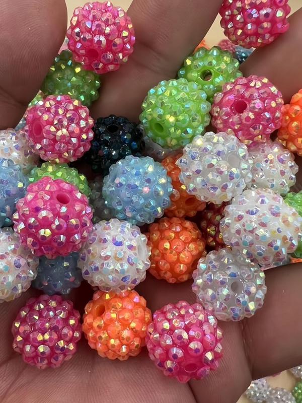 Random Color Resin Rhinestone Beads, Fashionable Beads for DIY Necklace Bracelet Keychain Making, DIY Jewelry Making Accessories