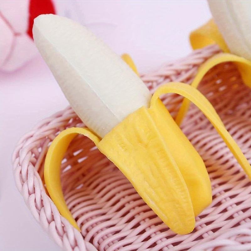 3pcs banana squeeze toy Fake Banana Elastic Fidget toy Novelty Stress Relief toy Funny Peel fake banana fruit stress relief toy