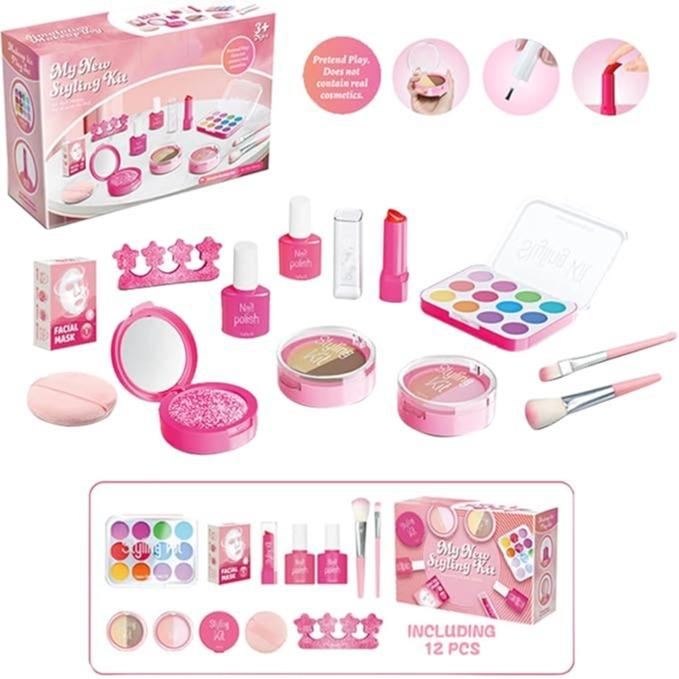 2024 New Makeup Kit for Toddlers Girls,Play Makeup Styling Set gift for Kids 3-12,Perfect Birthday Gift for Little Girls