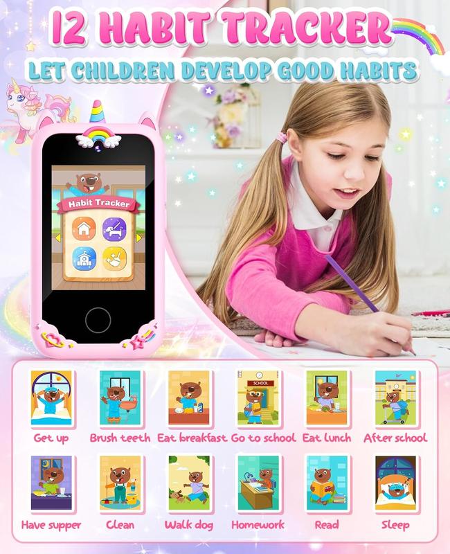 Christmas Kids Smart Phone Gifts for Girls Age 6-8 with Camera Christmas Stocking Stuffers for Kids Toy for Age 3 4 5 7 6 8 10 Year Old Birthday Gift Ideas with 8G SD Card