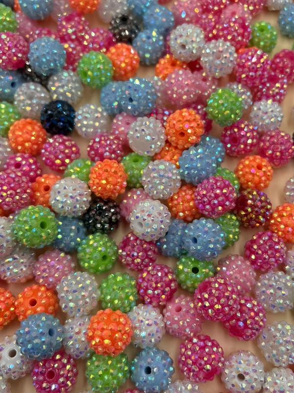 Random Color Resin Rhinestone Beads, Fashionable Beads for DIY Necklace Bracelet Keychain Making, DIY Jewelry Making Accessories